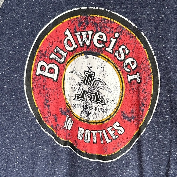Anheuser Busch Budweiser in Bottles Men's Jersey Shirt XL Blue Gray - Picture 2 of 5